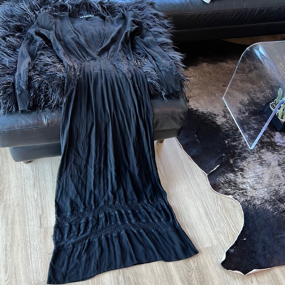 For Love & Lemons XS Black Long Sleeve Maxi Dress